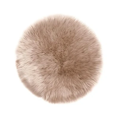 Afbeelding van Teppich Wölkchen tapijt van kunstbont lams en schapenvacht, pluizig voor slaapkamer, woonkamer, kinderkamer, stoeldecoratie, beige, 120 cm, rond