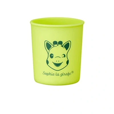 Afbeelding van Sophie de giraf Beker Kinder servies Drinkbeker Vaatwasser en magnetronbestendig Siliconen In witte/rode geschenkdoos Groen
