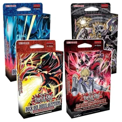 Afbeelding van Set van 4 YU Gi Oh! structuurdecks. Franse versie The Crimson King de Egyptische goden: Obelisk &amp; Slifer, duistere wereld
