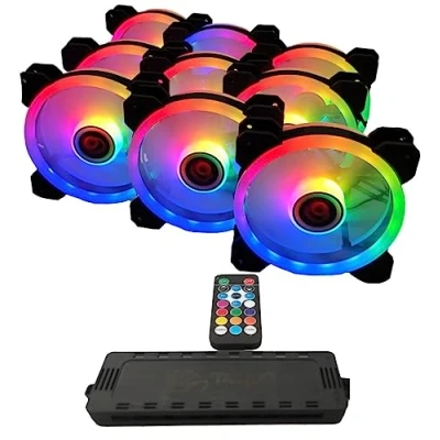 Afbeelding van TALIUS, TECH 4 U TALIUS iris Spectrum ARGB/Cronos dashboardset + afstandsbediening en 9 ventilatoren 120 mm, scaneffecten, impuls, spiraal, dubbele led ring, 6 polige aansluiting, zwart