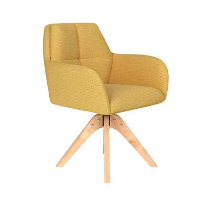 Afbeelding van Housecraft Living Pete Eetkamerstoel Draaibaar Hout Okergeel Geel