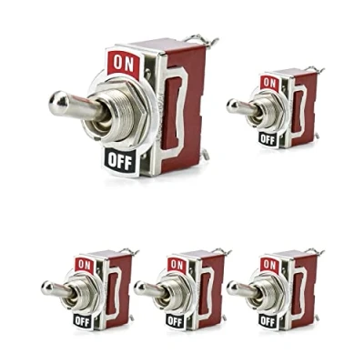Afbeelding van QWORK 5 stuks tuimelschakelaar van koper, hoge prestaties, schakelaar voor boot, auto, vrachtwagen, 20 A, 125 V, 15 250 SPST, 2 pinnen aan/uit