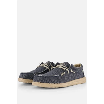 Afbeelding van HEYDUDE Wally Braided Instappers blauw Canvas Maat 42