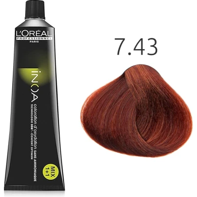 Afbeelding van L&#039;Oreal Inoa Haarverf 60ml 7/43 middenblond koper goud