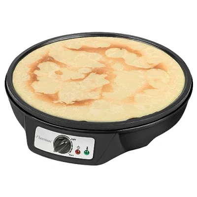 Image de Bestron Appareil à crêpes au design rétro pour Ø 30 cm + spatule avec revêtement anti adhésif 1000 W Noir