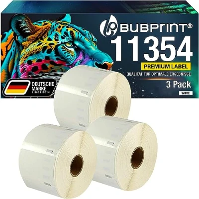 Afbeelding van Bubprint 3 reservelabels voor Dymo 11354 S0722540 Labelwriter 310 320 330 400 450 Duo Twin Turbo wit 57x32mm