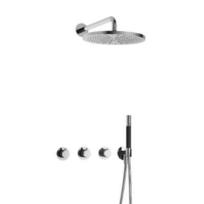 Afbeelding van Hotbath Cobber Regendoucheset IBS70 Chroom Staaf handdouche 30cm Hoofddouche Wandarm Handouche met wandhouder