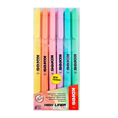 Afbeelding van Tekstmarker Kores High Liner Pastel, beitelpunt 3mm, set 6 stuks