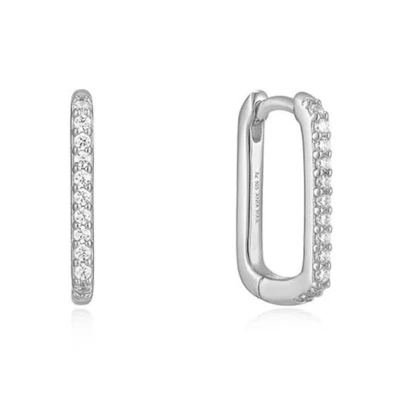Afbeelding van Ania Haie dames Glam Oval oorringen van Zilver met zirkonia in de kleur