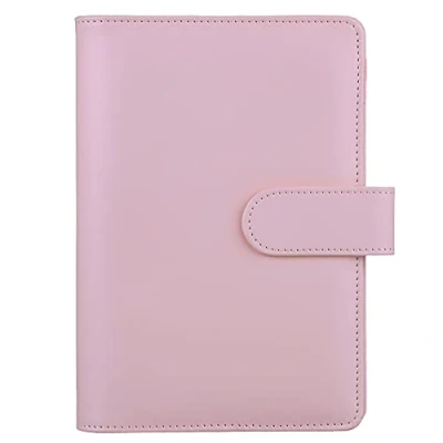 Afbeelding van HAUTOCO PU lederen A6 Budget Binder Cover, Hervulbare 6 Ring Notebook Folder Personal Planner voor Geld Organiser, Losse Blad Besparende Portemonnee Cash Stuffing Binder, Roze