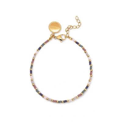 Afbeelding van SINGULARU Bracelet Polar Colors. Acier avec finition plaquée or 18 Kt. Longueur de 16 + 3 cm détails en pierres colorées. Bijoux pour femme.