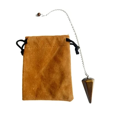 Afbeelding van Natuurstenen slinger, tijgeroog, kristallen vintage zeshoekige slinger voor radiesthesie, chakra reiki waarzeggerij meditatie wicca (tijgeroog)