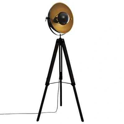 Afbeelding van Atmosphera Statief staande lamp &quot;Lahti&quot; zwart &amp; goud metaal H162 cm