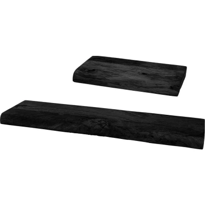 Afbeelding van Home67 Wandplank Pure Zwart Mangohout Set van 2 Klein