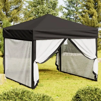 Afbeelding van Partytent inklapbaar met zijwanden 3x3 m zwart