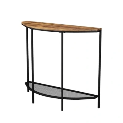 Afbeelding van Vicco Console tafel Fyrk, Eiken rustiek/Zwart, 92 x 81.5 cm met één open schap