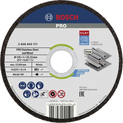 Afbeelding van Bosch Accessories Rapido 2608603255 Doorslijpschijf recht 125 mm 10 stuk(s) RVS, Metaal