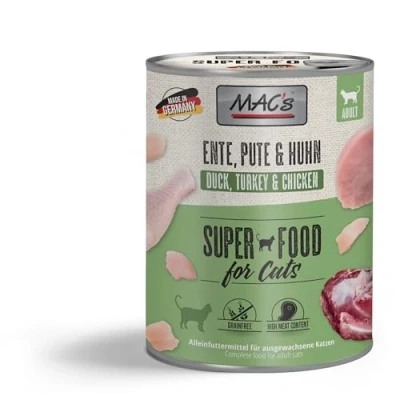 Afbeelding van 6x800g Eend, Kalkoen &amp; Kip MAC&#039;s Kattenvoer
