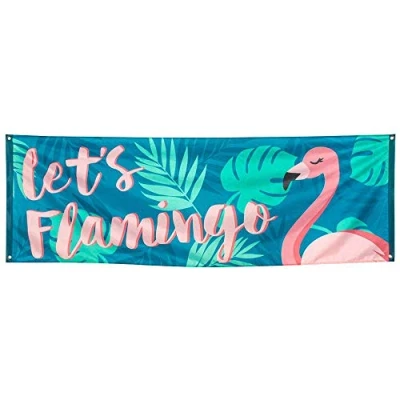 Afbeelding van Boland Polyester banner &#039;Let&#039;s flamingo&#039; Flamingo Tropisch Zomer Themafeest Verjaardag