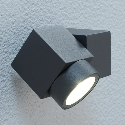 Afbeelding van Lucande LED wandlamp buiten 3lichts aluminium H: 10.2 cm grafietgrijs Inclusief lichtbronnen