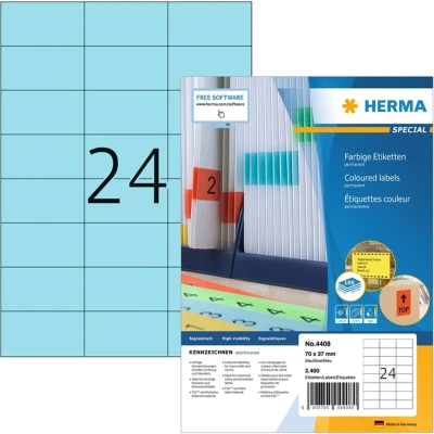 Afbeelding van HERMA Etiketten A4 blauw 70x37 mm Papier mat 2400 St.