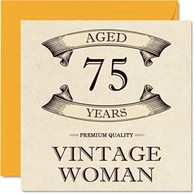 Afbeelding van Vintage verjaardagskaarten 75 jaar voor vrouwen Grappige verjaardagskaart mama, zus, vrouw, oma, tante, 145 mm x mm, wenskaart vrouwen,