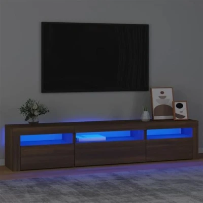 Afbeelding van vidaXL Tv meubel met LED verlichting 195x35x40 cm bruin eikenkleur