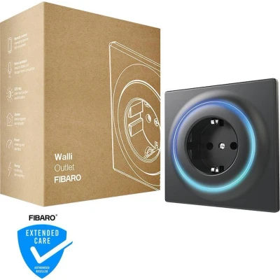 Afbeelding van FIBARO Walli Outlet type F Slimme inbouw stekker voor NL Antraciet Z Wave Plus