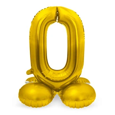 Afbeelding van Cijfer Ballon 0 staand goud 72 cm