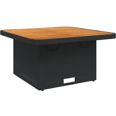 Afbeelding van Tuintafel 80x80x71 cm poly rattan en acaciahout zwart