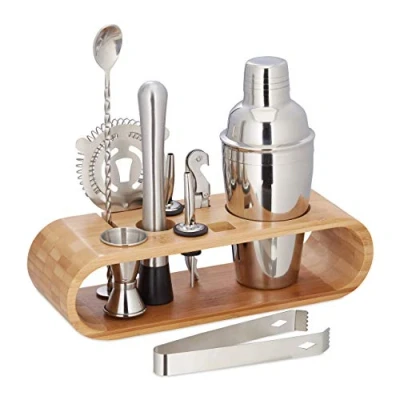 Afbeelding van Relaxdays cocktail shaker set 9 delig accessoires roestvrij staal