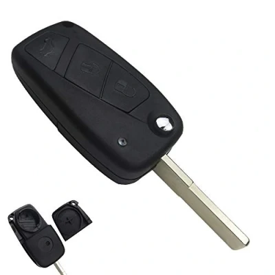 Afbeelding van Sleutelhoes voor Fiat Panda 2003 2012 Plip afstandsbediening 3 knoppen met blad Phonillico®