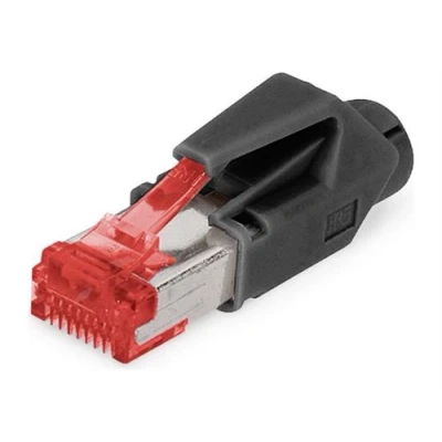 Image de DIGITUS Hirose Connecteur de réseau RJ 45 (M) blindé CAT 6 sans crochet, prise en charge Gigabit Ethernet (pack 50)
