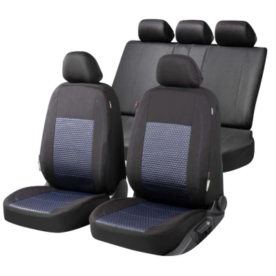 Afbeelding van Premium Autostoelbekleding Avignon met Zipper ZIPP IT, Autostoelhoes set, 2 stoelbeschermer voor voorstoel, 1 achterbank zwart/blauw