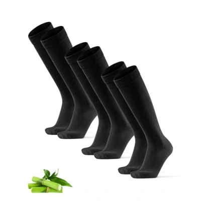 Afbeelding van DANISH ENDURANCE Hoge sokken van ultrazachte bamboevezel, hoog, heren en dames, 3 stuks, zwart.