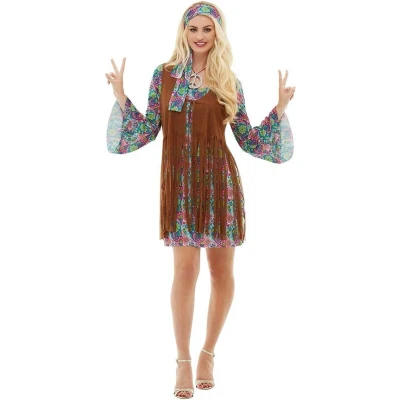Afbeelding van FUNIDELIA Hippie kostuum voor Dames Jurk Maat: XS