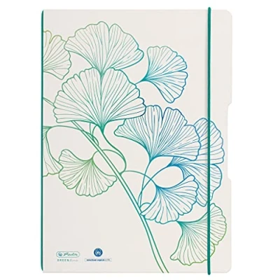 Afbeelding van Herlitz, Notitieboekje + schrijfblok, Notitieboek GREENline my.book flex A4, gelinieerd, ginkgo (A4, Gecontroleerd, Softcover)