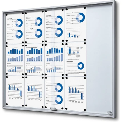 Afbeelding van Vergrendelbaar Notitiebord met Schuifdeuren Slim 15x A4 Syna SCSLG15XA4 Horeca &amp; Professioneel