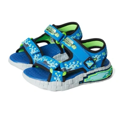 Afbeelding van Skechers Mega splash 4k platte sandalen voor jongens, blauw/limoengroen, 28 EU