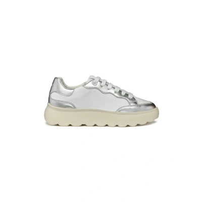 Afbeelding van Geox Sneakers laag, Dames, Maat: 38, White silver Leer en textiel
