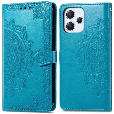 Afbeelding van iMoshion Hoesje Geschikt voor Xiaomi Redmi 12 Met Pasjeshouder Mandala Bookcase Turquoise