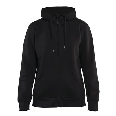 Image de Sweat zippé à capuche femme noir, bas resséré