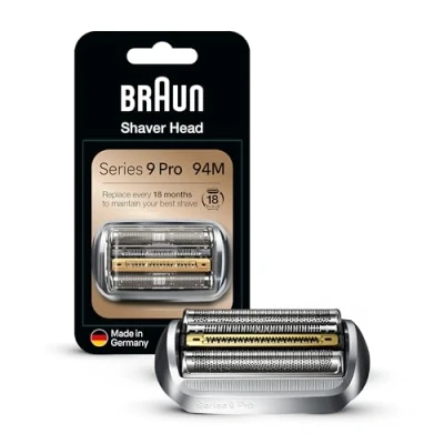 Image de Braun Tête de rasoir électrique 94M, compatible avec les rasoirs électriques Series 9 Pro et pour homme, argent