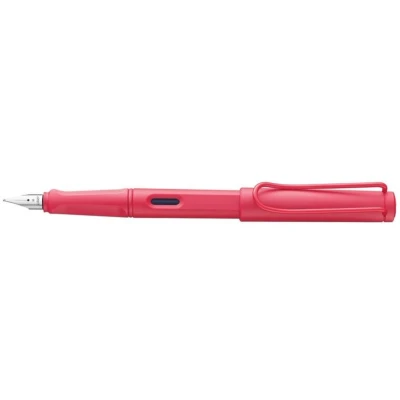 Afbeelding van Lamy Safari Sunset Vulpen met ergonomische handgreep en gepolijste stalen veer in maat M robuust kunststof ASA T 10 blauwe cartridge rechtshandig
