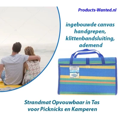 Afbeelding van Benson Strandmat Opvouwbaar in Tas 150 x 180 cm