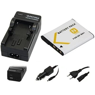 Afbeelding van 2 in 1 Kit voor Sony CyberShot DSC W830 / W810 Batterij compatibel met NP BN1 + 4 oplader (voor USB, microUSB, 220 V en auto) Patona Displaypad