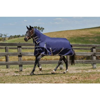 Image de Weatherbeeta Lite Turnout Rug Plus Combo Neck Comfitec Essential 50g Navy/Silver/Red