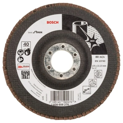 Afbeelding van Bosch lamellenschuurschijf best for inox 125mm K40 vlak