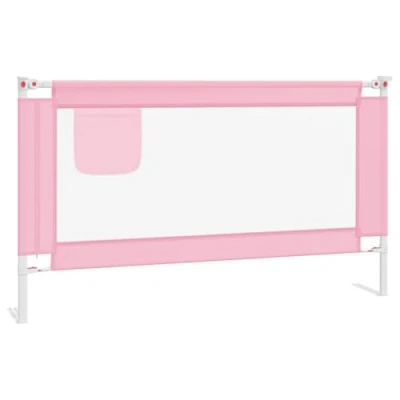Afbeelding van vidaXL Veiligheidshekje voor kinderbed, roze, 140 x 25 cm, stof