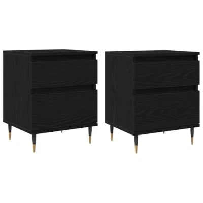 Afbeelding van vidaXL Nachtkastjes 2 stuks Zwart Eiken 40x35x50 cm Bewerkt Hout